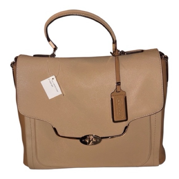 Coach Handbags - Coach Madison Sadie Flap Satchel. Crafted Italian Saffiano Leather NWT  $495.00